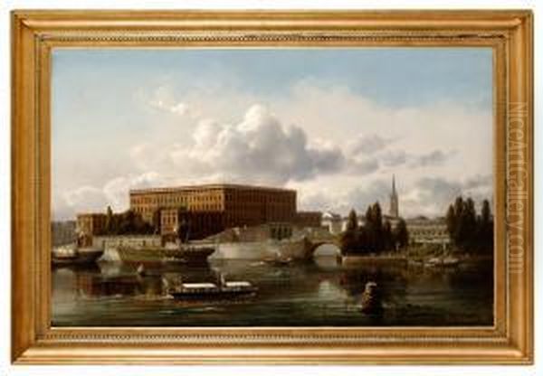 Vy Mot Stockholms Slott Oil Painting by Ferdinand Reichardt