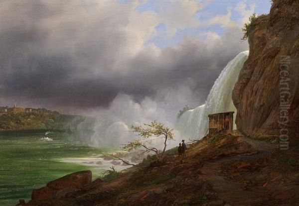 Dark Clouds Over Niagara Falls Oil Painting by Ferdinand Reichardt