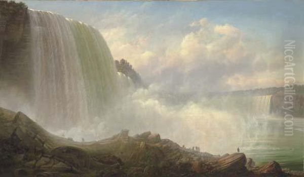 View Of Niagara Falls Oil Painting by Ferdinand Reichardt