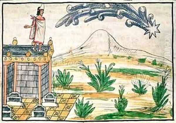 Montezuma II 1466-1520 watching a comet Oil Painting by Diego Duran