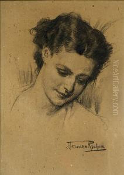 Portrait De Femme Oil Painting by Herman Richir