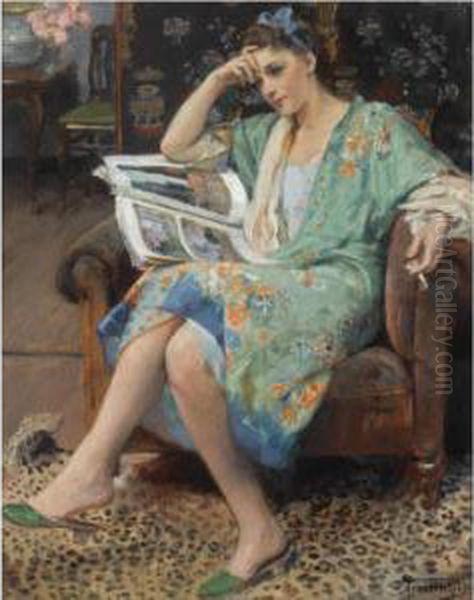 An Interesting Read Oil Painting by Herman Richir