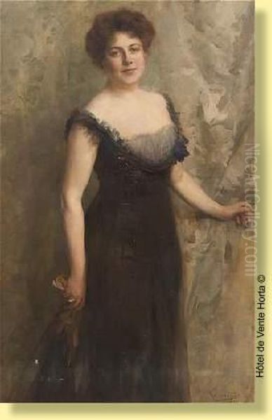 Portrait De Dame De Qualite Oil Painting by Herman Richir