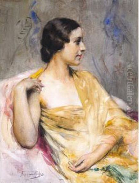 Femme En Jaune Oil Painting by Herman Richir