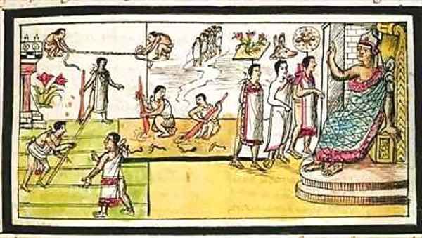 Fol 40r Construction of Tenochtitlan Oil Painting by Diego Duran