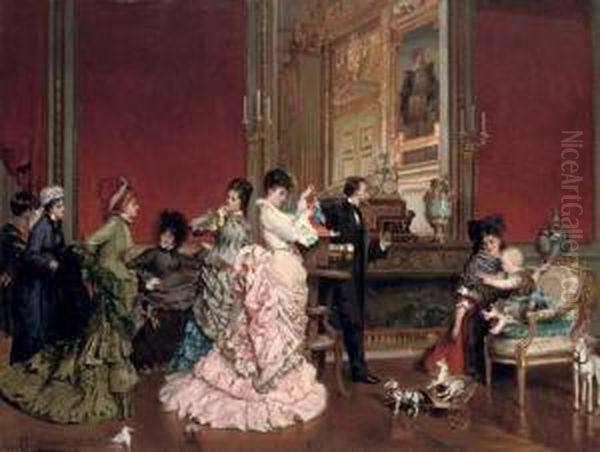 The Photographer's Visit Oil Painting by Edouard Frederic Wilhelm Richter