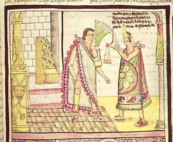 Fol 152v The Crowning of Montezuma II the Last Mexican Emperor in 1502 Oil Painting by Diego Duran