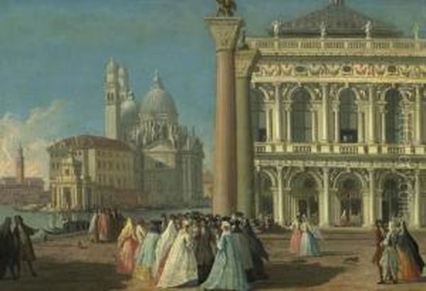 Serie Von Vier Ansichten Von 
Venedig: Dogenpalast / Santa Maria Della Salute Von Der Piazetta Aus / 
San Michele / San Giorgio Maggiore. Oil Painting by Giovanni Richter