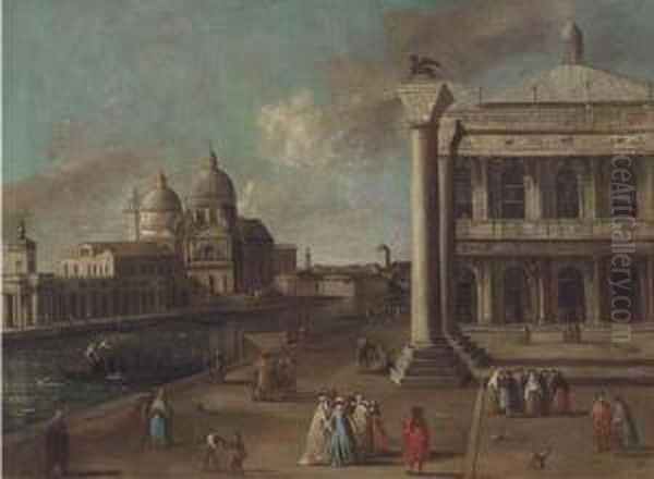 The Piazzetta, Venice, Looking 
Towards The Libreria And Theentrance To The Grand Canal, With The Dogana
 And Santa Maria Dellasalute Oil Painting by Johann Richter