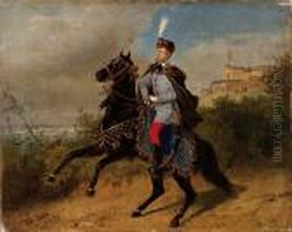 Ritratto Di Generale A Cavallo Oil Painting by Wilhelm Richter