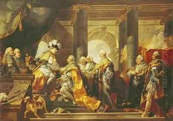 Louis XVI King of France Receiving the Homage of the Knights of the Order of St Esprit at Reims Oil Painting by Gabriel Francois Doyen