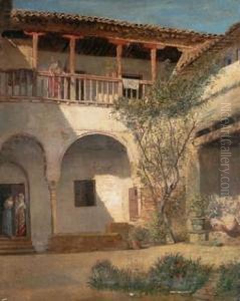 Patio Andaluz Oil Painting by Jose Rico Y Cedujo