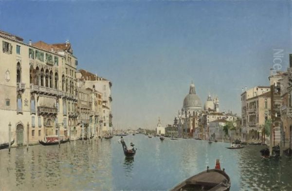 A Gondola On The Grand Canal Oil Painting by Martin Rico y Ortega