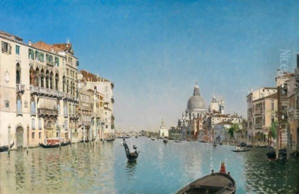 Gondole Sur Le Grand Canal De Venise Oil Painting by Martin Rico y Ortega