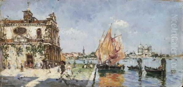 A Walk On The Promenade, Venice Oil Painting by Martin Rico y Ortega