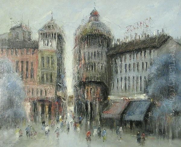 City Scene Oil Painting by Martin Rico y Ortega