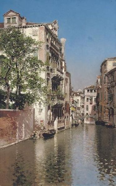 Canal San Giovane, Venice Oil Painting by Martin Rico y Ortega