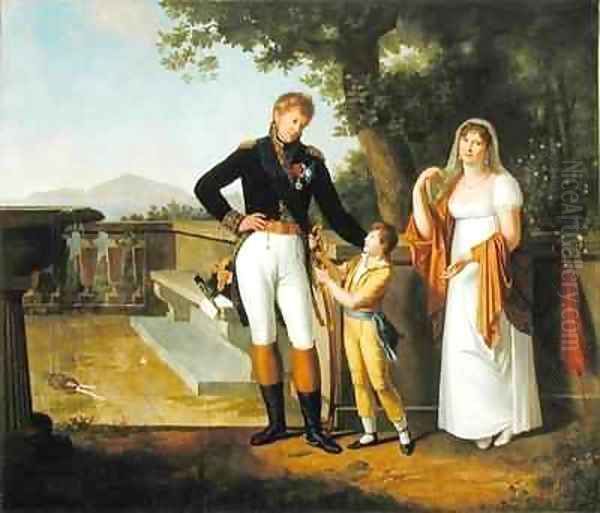 General Rossetti 1776-1840 Commandant of Naples and his Family Oil Painting by Guillaume Descamps