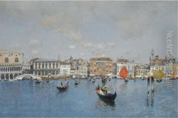 La Riva Degli Schiavoni Dal Bacino Di San Marco Oil Painting by Martin Rico y Ortega