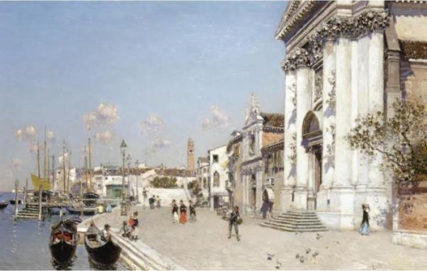 Santa Maria Del Rosario, Venecia (santa Maria Del Rosario, Venice) Oil Painting by Martin Rico y Ortega