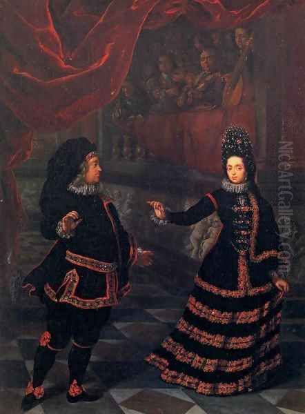 Electress Palatine Dancing with Her Husband Oil Painting by Jan Frans Douven