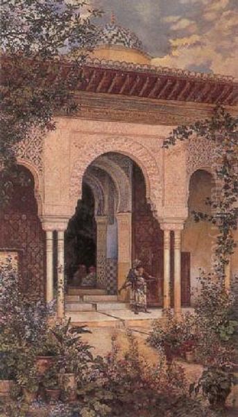 Guarding The Pleasures Of The Harem Oil Painting by Martin Rico y Ortega