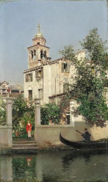 A Venetian Serenade Oil Painting by Martin Rico y Ortega