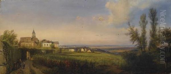 Vue De L'eglise De Mareil-marly Oil Painting by Francois Edme Ricois