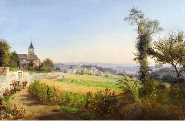 Vue De L'eglise De Mareil-marly Oil Painting by Francois Edme Ricois