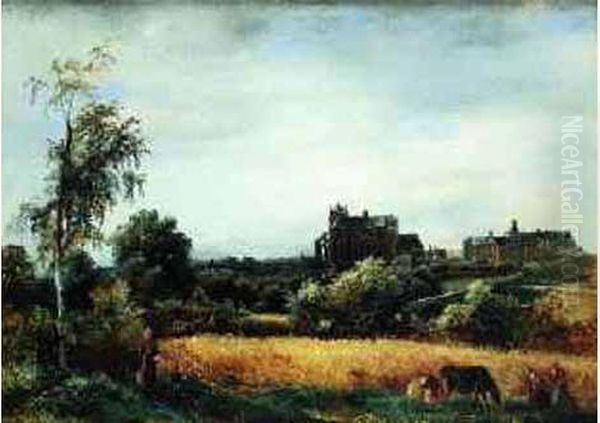 < Vue De Beauvais >. Oil Painting by Francois Edme Ricois