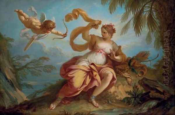 Diana chased by Cupid Oil Painting by Jean Dumont (le Romain)