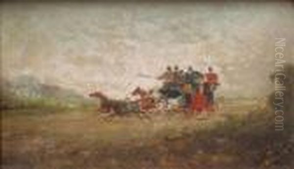 Coachingscene Oil Painting by Phillip Henry Rideout