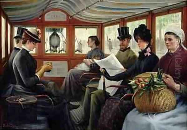 On the Omnibus Oil Painting by Maurice Delondre