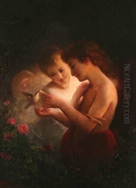 Cupid And Psyche Oil Painting by August Riedel