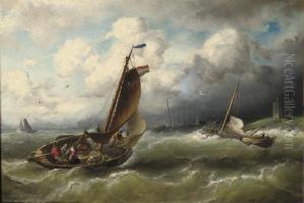 Off The Coast Of Marken Oil Painting by Nicolaas Riegen