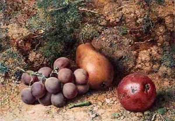 Grapes Apple and Pear on a Mossy Bank Oil Painting by Philip Dolan