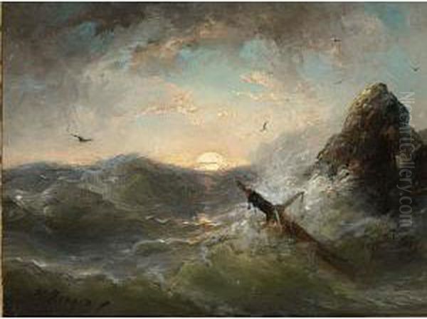 Stormy Seas Oil Painting by Nicolaas Riegen