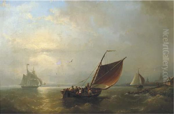 Shipping Off Shore Oil Painting by Nicolaas Riegen