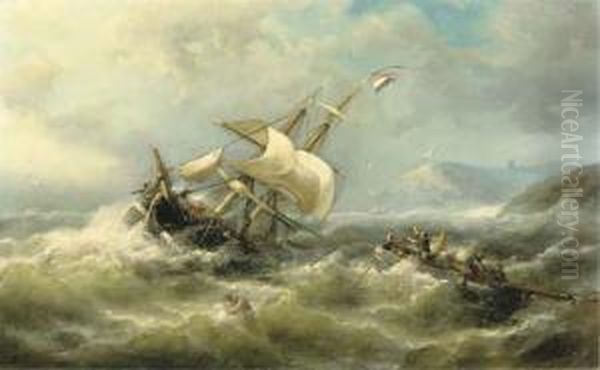 On Choppy Water Oil Painting by Nicolaas Riegen