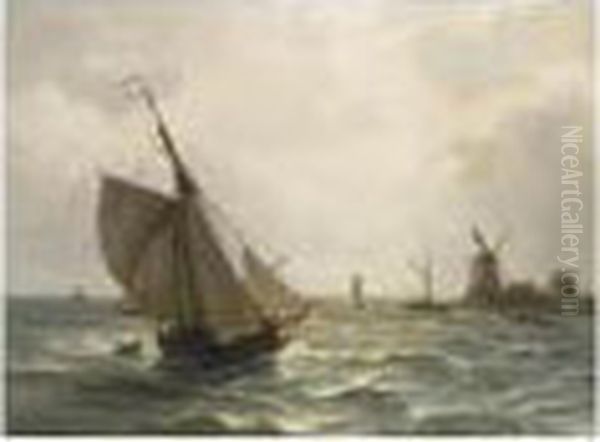 At The Harbour Mouth Oil Painting by Nicolaas Riegen