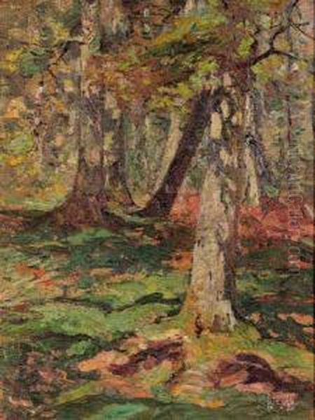 Waldlandschaft Oil Painting by August Rieger