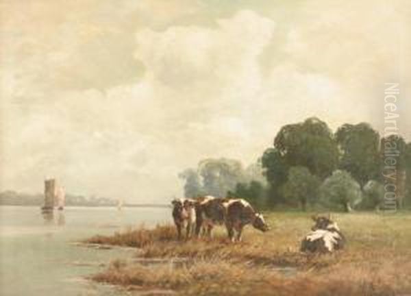 Niederrheinlandschaft Oil Painting by August Rieger