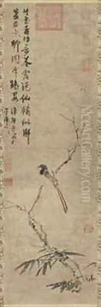 Bird on Branch Ming Dynasty Oil Painting by Yue Dai