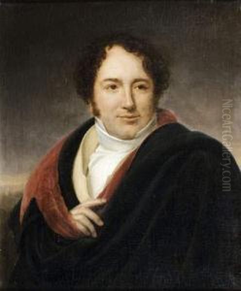 Portrait De Luigi Lablache Oil Painting by Henri-Francois Riesener