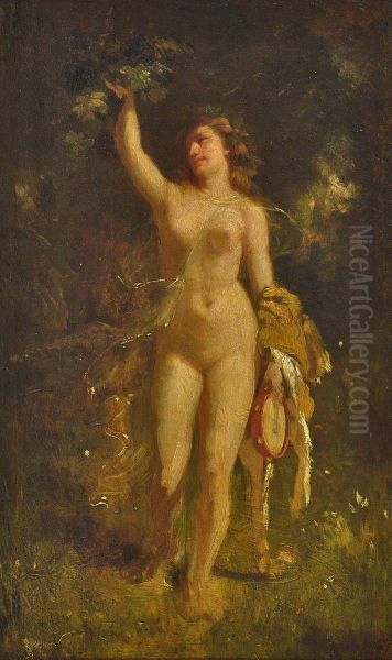 Nymphe Mit Tambourin Oil Painting by Leon Louis Riesener