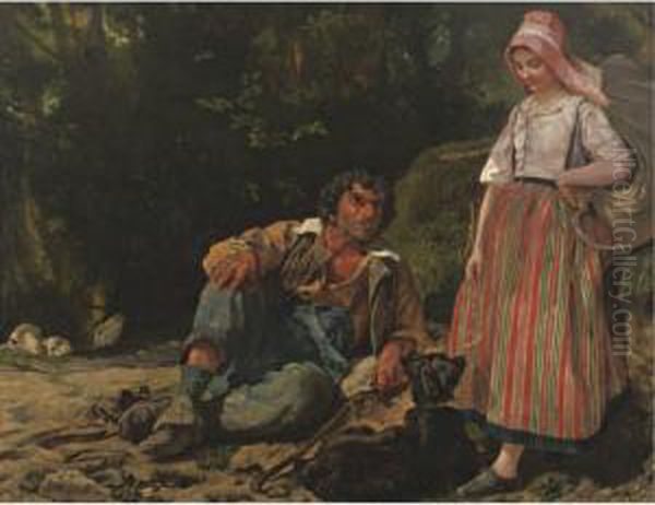 Sold By The Los Angeles County Museum Of Art To Benefit Future Acquisitions
 

 
 
 

 
 The Shepherd And The Shepherdess Oil Painting by Leon Louis Riesener