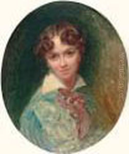 Portrait Presume D'une Des Filles De L'artiste, Louise Oil Painting by Leon Louis Riesener