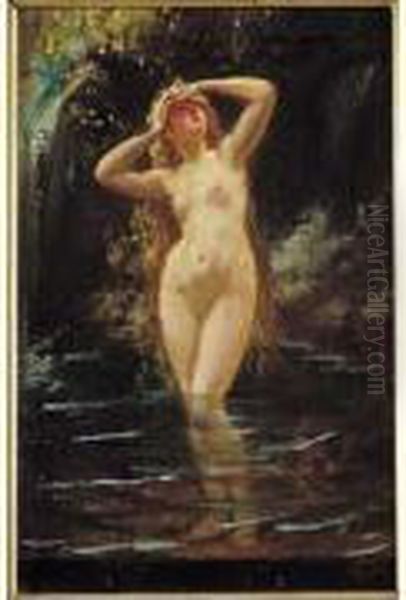 Une Baigneuse Oil Painting by Leon Louis Riesener