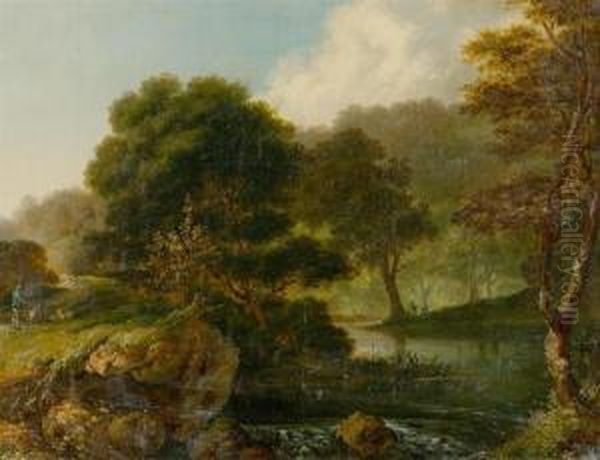 Flusslandschaft Oil Painting by Heinrich Rieter