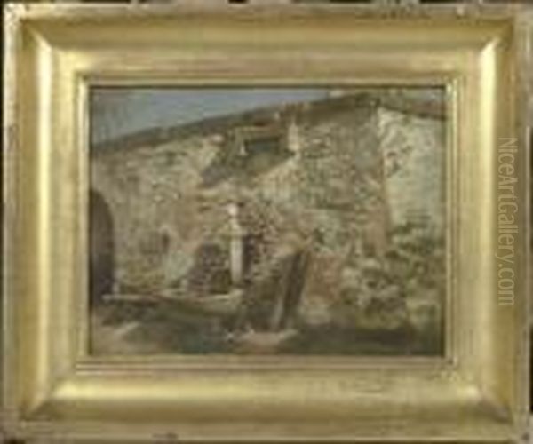 Brunnen An Stadtmauer. Oil Painting by Heinrich Rieter